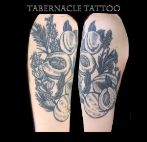 Dot work style tattoo for woman