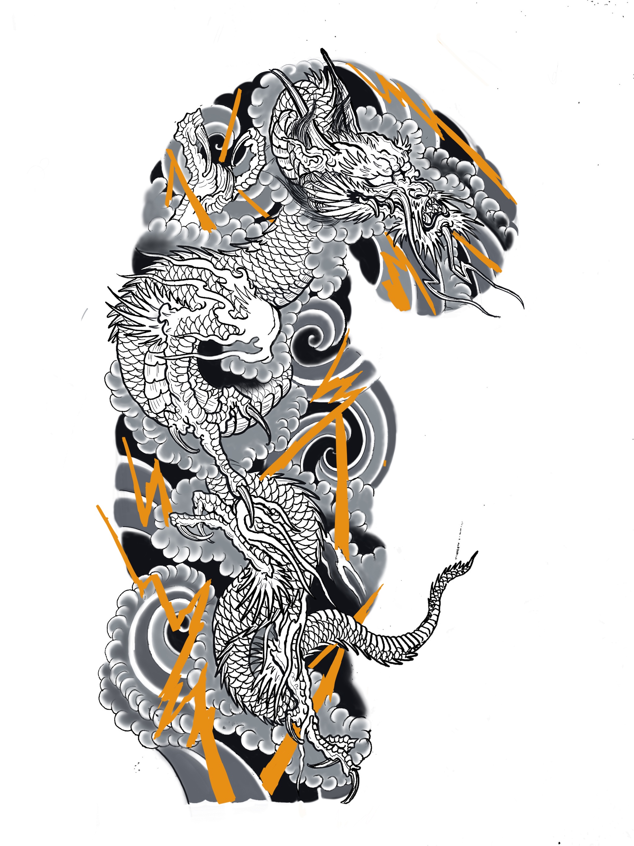 new school dragon tattoo design